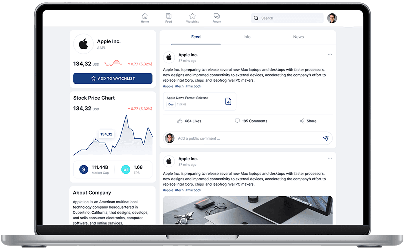 Mobile application development for stock research and investing