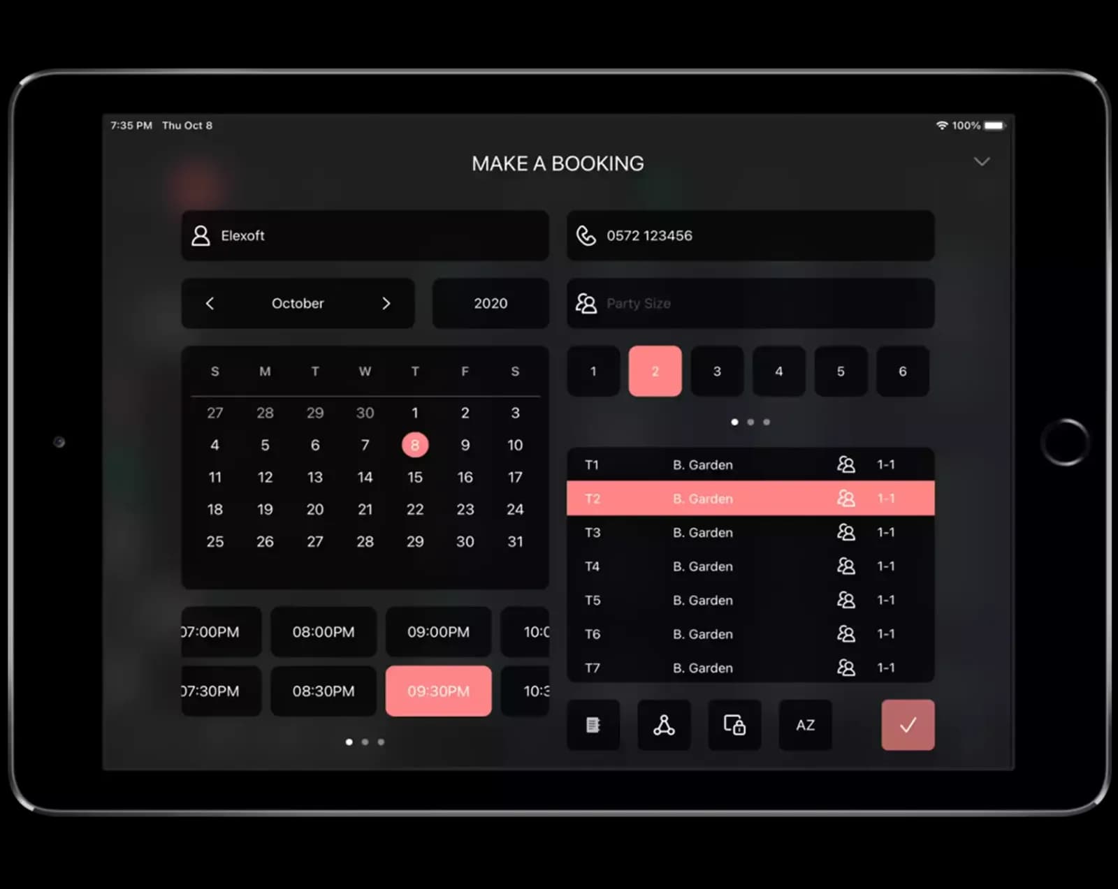 table reservation mamngement ipad mockup 2