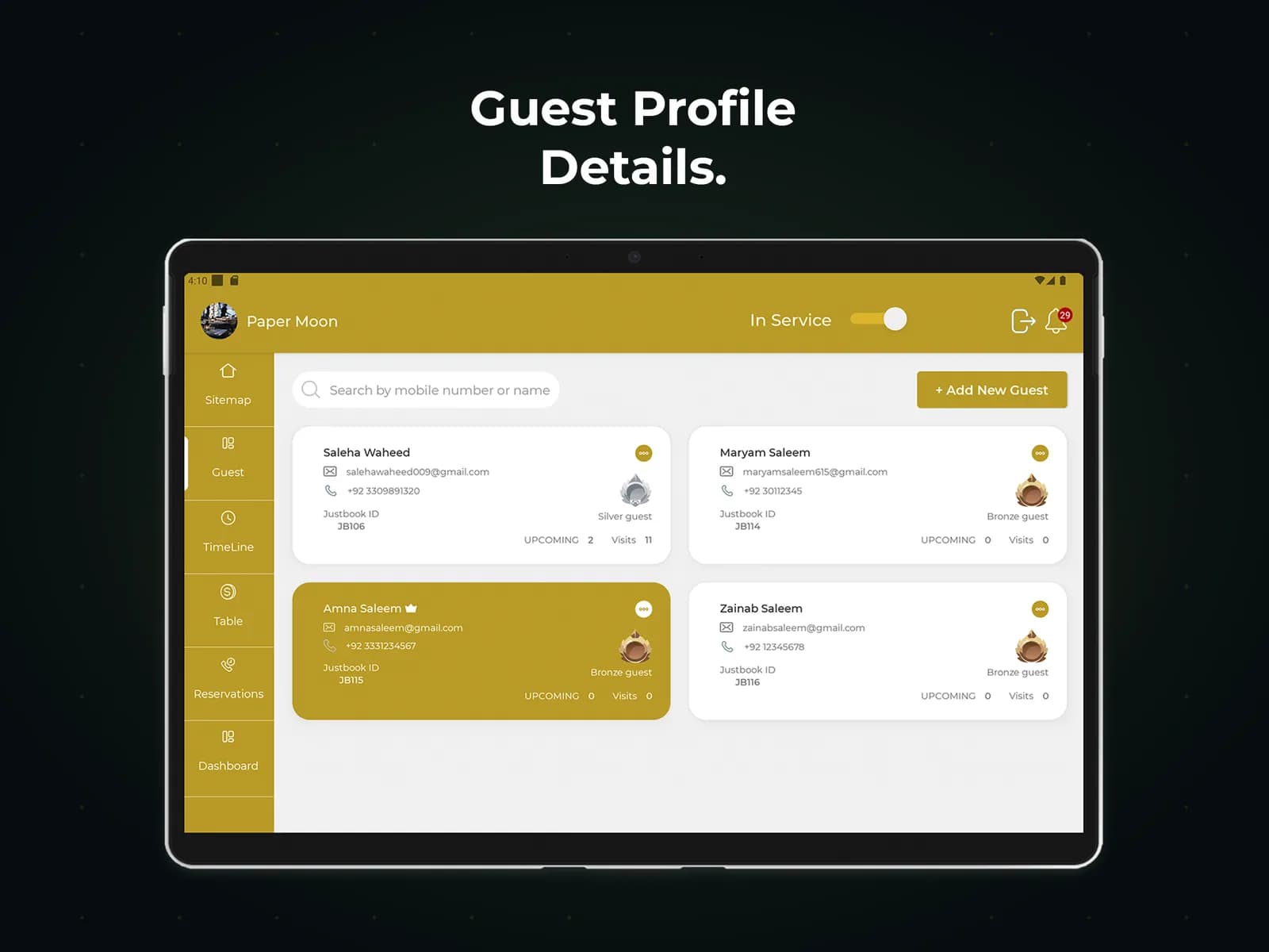 Custom business applications for restaurant waitlist management