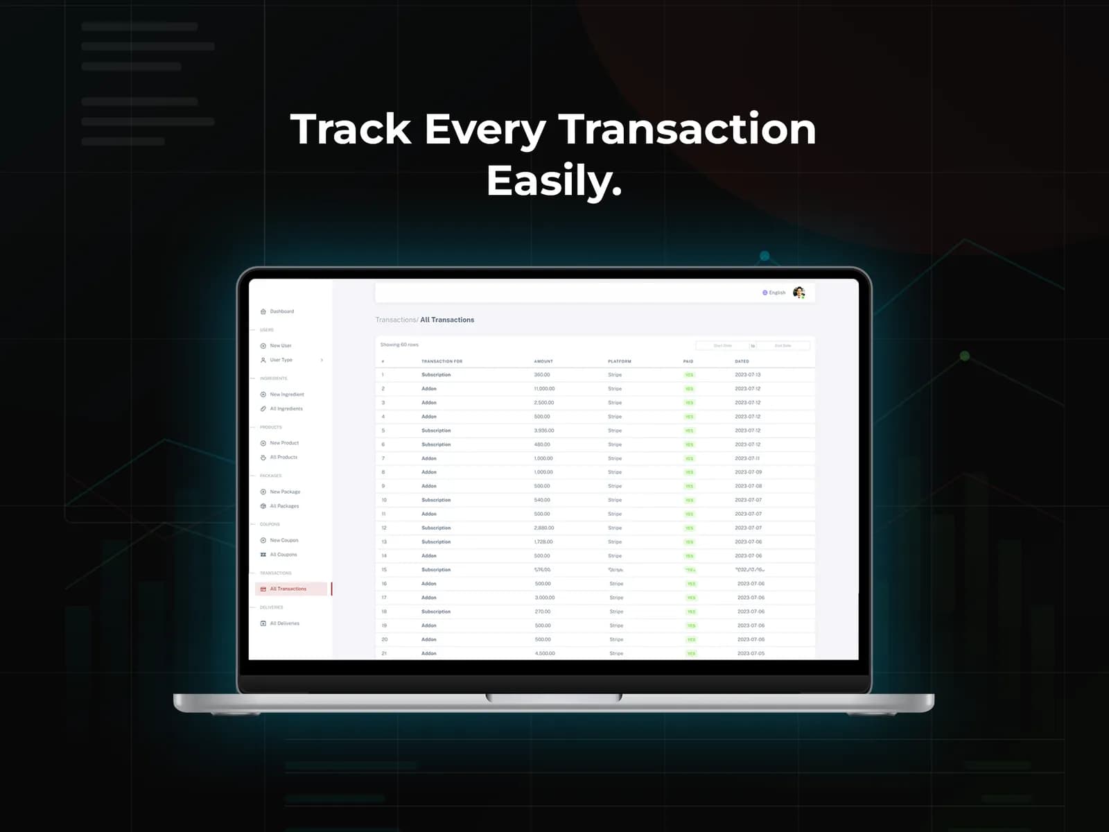 Restaurant management software for digital meal planning
