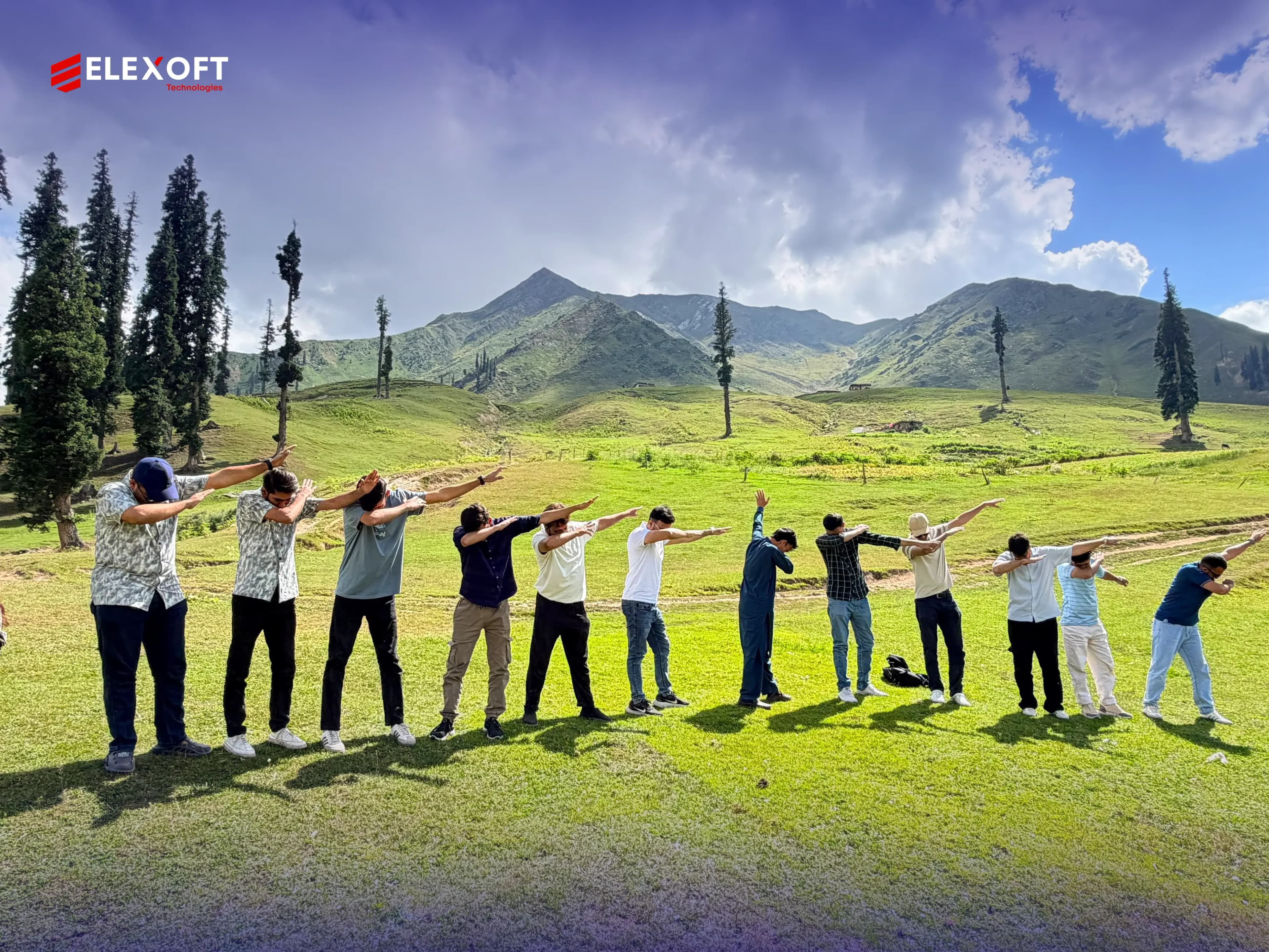 Technology solutions company team participating in an office activity