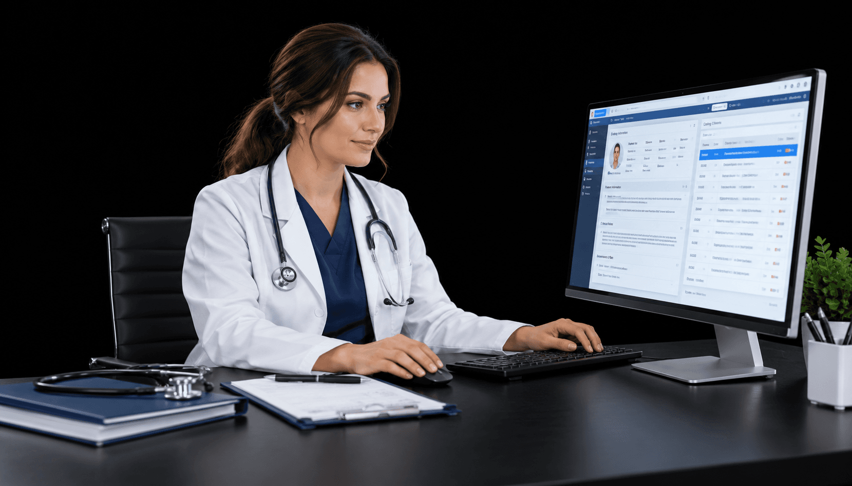 doctor reviewing medical coding workflow 1