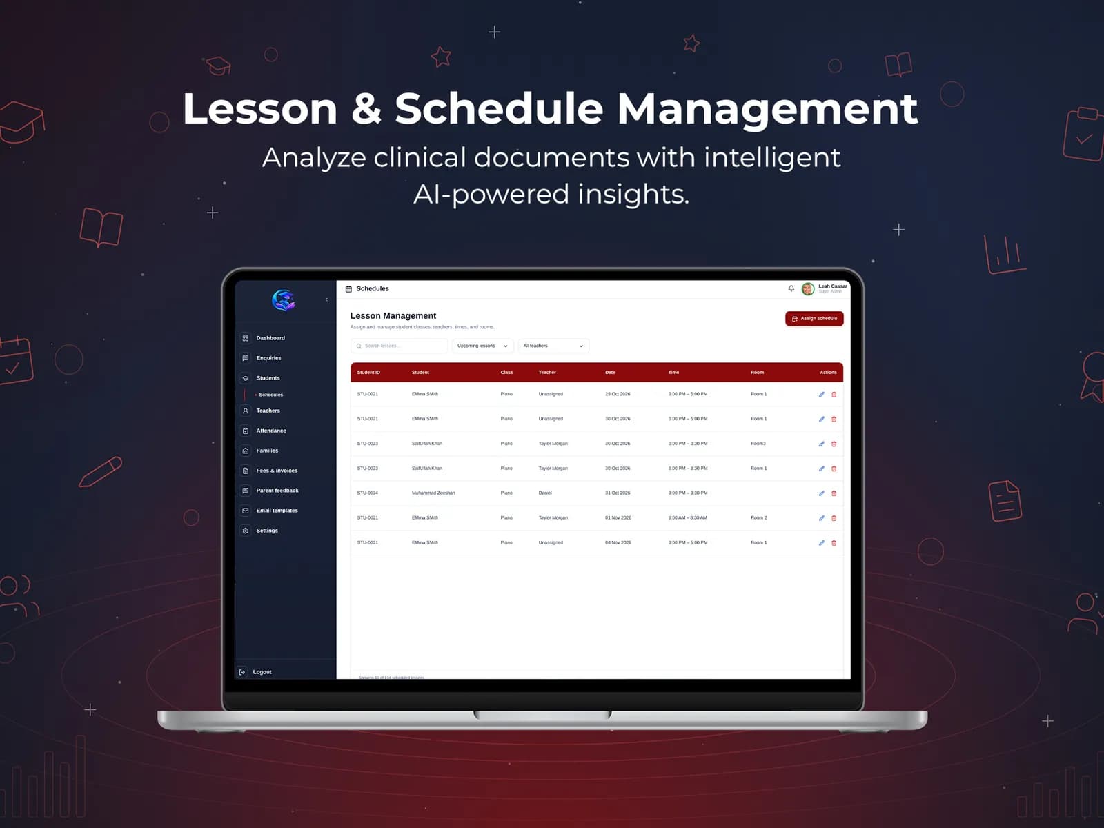 lesson and schedule