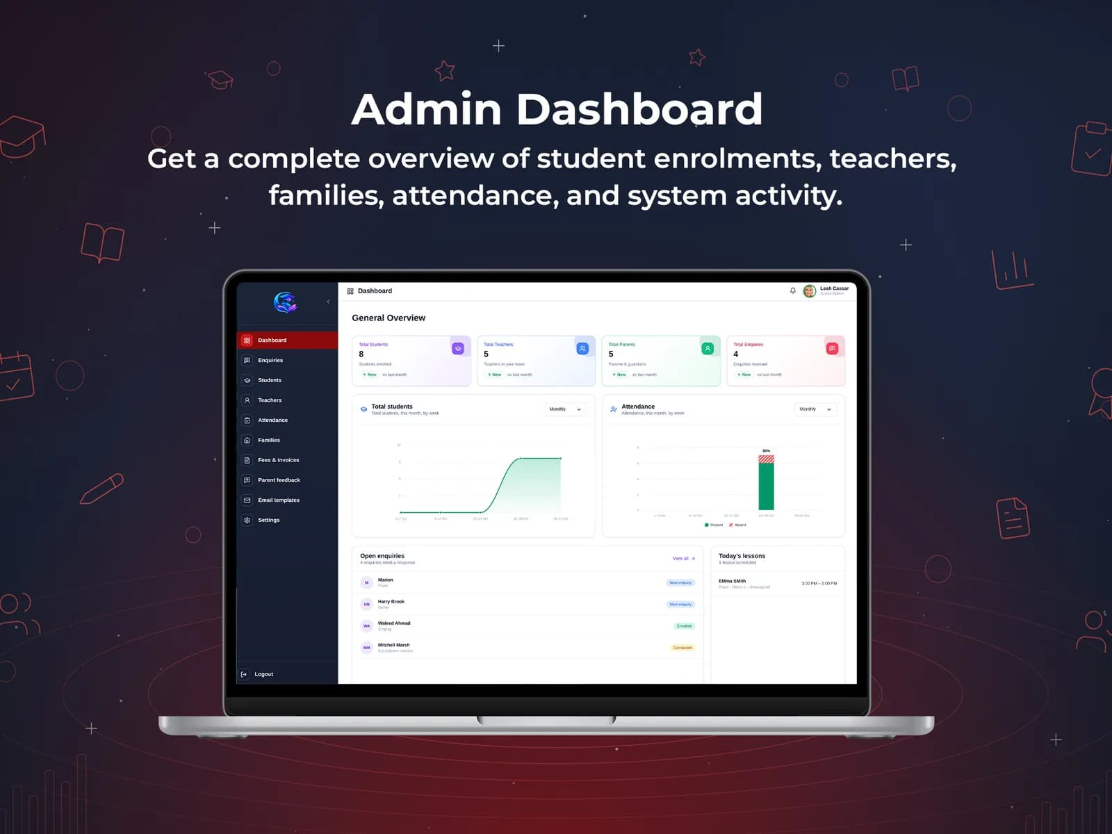 school management system admin dashboard